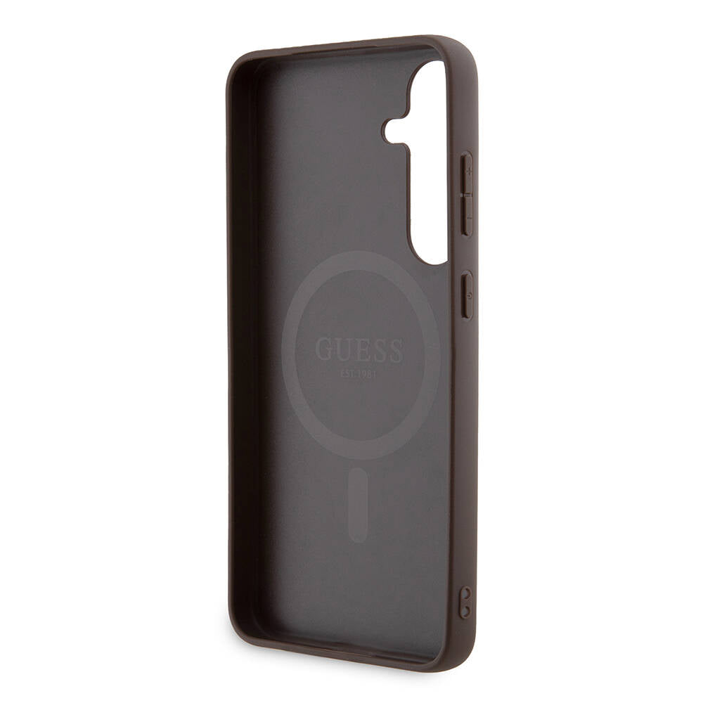 Guess Galaxy S24 Plus Orjinal Lisanslı M-safe Şarj Özellikli PU Halkalı 4G Desenli Yazı Logolu Kılıf Guess Galaxy S24 Plus Orjinal Lisanslı M-safe Şarj Özellikli PU Halkalı 4G Desenli Yazı Logolu Kılıf